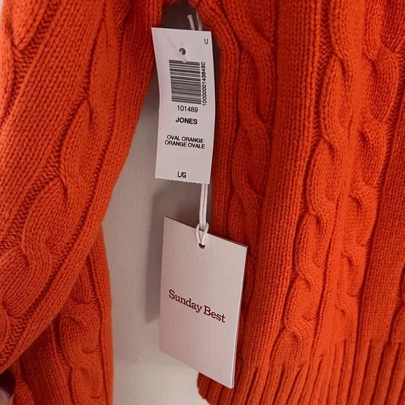 Sunday Best Bold Orange Cable Knit cropped Turtleneck - Picture 2 of 3